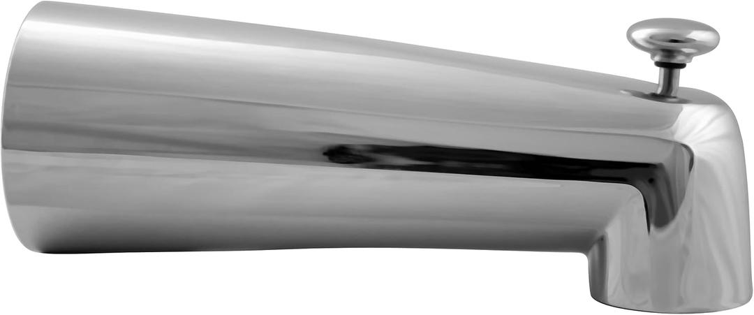 Westbrass A507D-1F-26 A507D-1F 7" Reach Wall Mount Tub Spout with Diverter, Polished Chrome