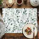 Placemats Set of 6 Washable Place Mat Eucalyptus Leaves Plant Table Mats Spring Summer Leaf Placemat for Kitchen Dining Tables Party Decor