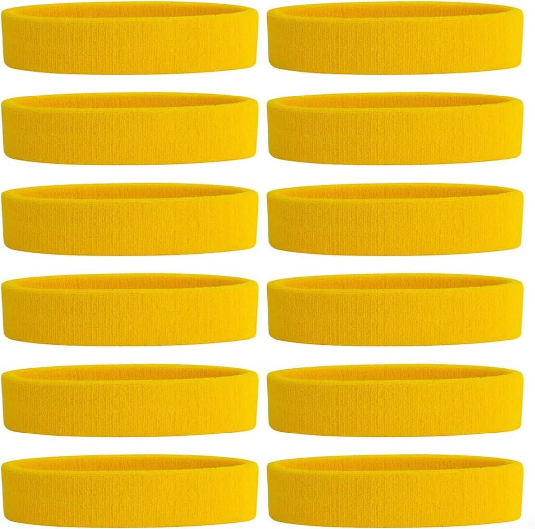 ONUPGO Sweatband Headbands for Men & Women -12PCS Sports Headbands Moisture Wicking Athletic Cotton Terry Cloth Headband for Tennis,Basketball,Football,Gym,Working Out