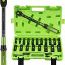 1/2" Drive Click Torque Wrench with Deep Impact Socket (6~24mm),Dual-Range10-170ft.lb/13.6-230.5Nm3% Precision,10" Extension Bar,Universal Joint,Drill Adapter