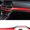 Car Accessories Fit for Honda Accord 10th Gen 2018-2022 Inner Dashboard Center Console AC Switch Button Panel Stripe Cover Trim  Red ABS 2 PCS