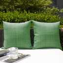 Kevin Textile Pack of 2 Spring Decorative Outdoor Waterproof Throw Pillow Covers Stripe Square Pillowcases Modern Cushion Cases for Patio Couch Bench 18 x 18 Inch Sage Green