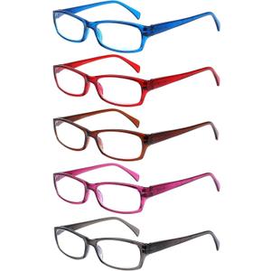 VIDEBLA 5 Pack Computer Reading Glasses Men and Women Anti Eyestrain Blue Light Blocking Glasses for Reading (Mixed colours, 1.00)