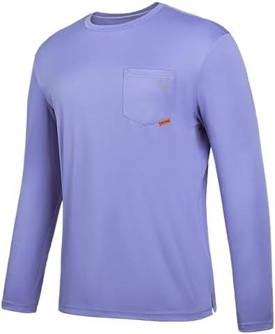 SG Edge Men's Standard Rash Guard Shirts UPF 50+ Moisture Wicking Long Sleeve Chest Pocket Quick Dry Lightweight, Powder Blue, XXL
