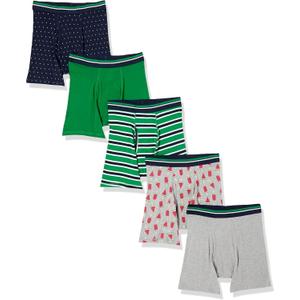 Amazon Essentials Men's Underwear Boxer Briefs, Comfortable Cotton, Tag-Free, Pack of 5 (Large)