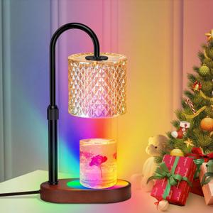 Candle Warmer Lamp with Timer, Dimmer Candle Lamp with RGB Light, Height Adjustable, Ideal Home Decor and Housewarming Gift for Mom, Women (Black)