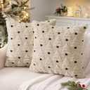 MIULEE Christmas Tree Decorative Pillow Covers Faux Fur Wool Throw Pillows Soft Plush Cushion Covers Set of 2 Xmas Home Decor Winter Holiday for Sofa Couch Livingroom Bed 20x20 Inch Beige
