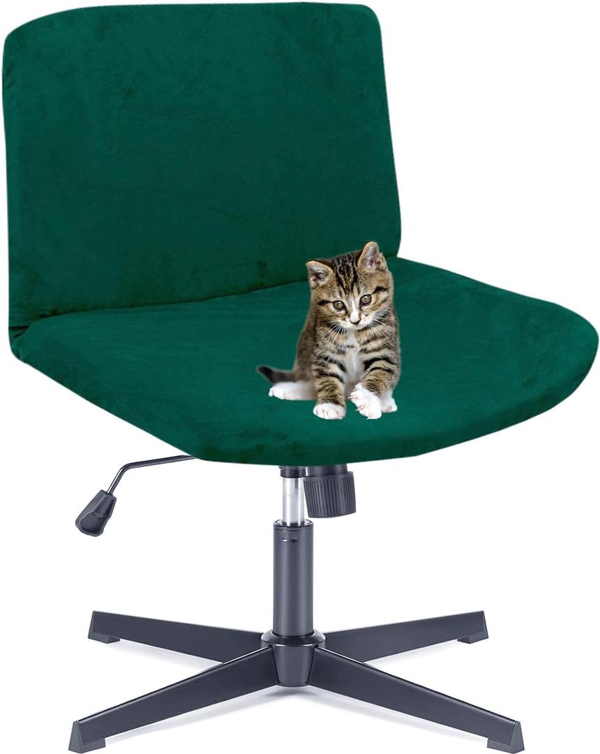 Deisy Dee Velvet Cross Legged Office Chair Covers - Upgrade Your Armless Wide Seat Computer Task Chair with Soft and Vibrant Velvet Stretch Covers - Transform Your Workspace in Minutes (Kelly)