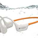 Full-Coverage Liquid Silicone Swimming Headphones, IP68 Waterproof Underwater Headphones, Bluetooth 6.0&MP3 with 32GB Memory Card, Soft/Skin-Comfortable Open Ear Bone Conduction Swim Earbuds(Orange)