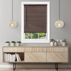 Cordless Room Darkening Venetian Blind - 23 Inch Width, 64 Inch Length, 2" Vinyl Slat Size - Mahogany - GII Luna Light Filtering Horizontal Mini Windows Blinds for Interior by Achim Home Decor