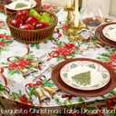 Romanstile Christmas Tablecloth Rectangle, Winter Christmas Red Flower Table Cloth, Washable Farmhouse Vintage Table Cover for Holiday Dinner Party, 60 x 84 Inch