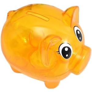 Piggy Bank, Plastic Money Bank, Transparent Money Jar, Coin Bank for Girls and Boys, Gifts for Birthday, Easter, Christmas, Baby Shower (Yellow)