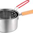 8-inch outer diameter, 5-inch high, 304 stainless steel multifunctional deep fryer with fryer basket, hot milk pot/used for cooking chicken wings, seafood, and French fries