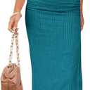 PRETTYGARDEN Women's 2 Piece Summer Outfits Crewneck Tank Tops Split Bodycon Midi Skirt Set (Large, Dark Green)