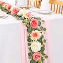 Yastouay 6 Ft Flower Garland with Lights, Pink Rose Floral Garland Fake Flowers for Wedding Arch Party Tables Backdrop Decor (1 Pack)