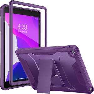 Soke Case for iPad 9th/ 8th/ 7th Generation 10.2-Inch (2021/ 2020/ 2019 Release), Shockproof Rugged Protective Cover with Built-in Kickstand for Apple iPad 10.2 Inch - Purple