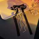 3 x Elegant Rhinestones Hair Clip Big Bow Hairpins For Girls, Ribbon Long Tassel Rhinestone Headband Hair Clips Accessories French Design Barrettes Fashion Hair Styling Accessories (Black)