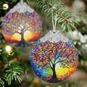 Jocidea Christmas Ornaments - Stained Glass Tree of Life - Multicolor Handcrafted Hanging Ornament for Christmas Tree - Gifts for Family, Friends, Couple - Gifts Exchange
