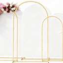 Metal Arch Backdrop Stand and Cover Set, 7.2FT, 6.6FT, 6FT Wedding Arch Frame, Easy to Assemble, Gold Arch Stand for Birthday, Party, Baby Shower, Graduation Ceremony