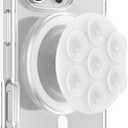 PopSockets Suck-Up Suction Grip & Stand, 3-in-1 MagSafe Phone Mount for iPhone, Strong Hold on Mirrors & Glass, Swappable Top, Portable & Reusable - Clear