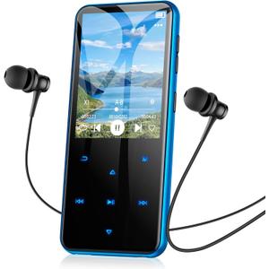 AGPTEK 64GB MP3 Player with Bluetooth, M3 2.4 inch Music Player with Speaker and FM Radio, Touch Buttons, Supports Up to 128GB (Blue)