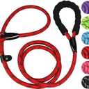 Slip Lead Dog Leash, 6 FT Heavy Duty Dog Leashes, Durable Training Rope Slip Leash with Comfortable Padded Handle and Highly Reflective Threads for Small Medium and Large Dogs, (Red) (6 Feet x 1/2 Inch)