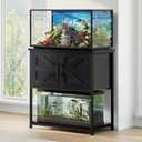 20/29/30 Gallon Fish Tank Stand with Storage Cabinet Farmhouse Wood Aquarium Stand for Fish Reptile Heavy Duty Terrarium Stand for Living Room Entry Way Hallway Black