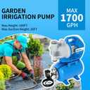 FOTING 1.6HP Shallow Well Pump with Pressure Tank, 1700GPH Automatic Irrigation Water Booster Jet Pump, Water Pumps Booster System 180FT for Home Garden Lawn Farm, Blue