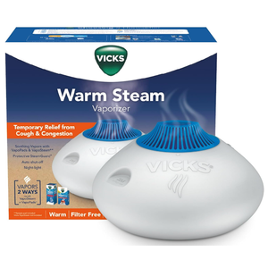 Vicks Warm Steam Vaporizer & Humidifier 1.5 Gallon Tank for Small and Medium Rooms, Night Light, Works with VapoPads and VapoSteam