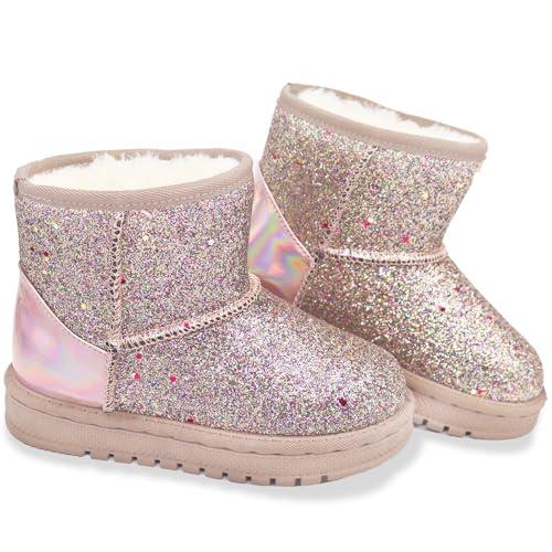 Sugmzox Sequin Fuzzy Lined Boot Comfortable Glitter Princess Outdoor Boots Gold Size 13