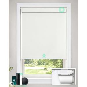 LazBlinds Motorized No Drill Blackout Roller Shades, 36" W x 72" H, White