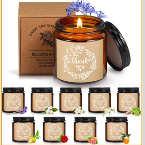 Coume 10 Pcs Thank You Gifts for Women, Mom Bulk Inspirational Employee Appreciation Gifts 3.5 oz Soy Wax Scented Jar Candles Back to School Gift for Teacher Nurse Coworker 10 Fragrance(Classic Scent)
