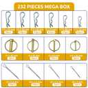 232PCS of Trailer Hitch Pins, Lynch Pins, Trailer Pins, Hair Pins, PTO Pins, R Clip Cotter Pins for Heavy Duty Trailers Accessories Tractor Attachments, Lawn Mowers, Snow Plows, Farm Equipment