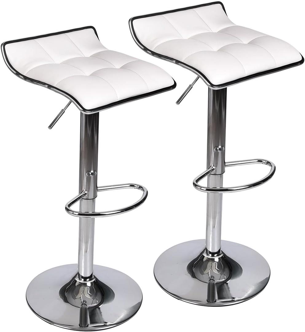Set of 2 Barstool, White Adjustable Bar Stools Set of 2, 15 inches x 15 inches x 33 inches