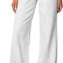 Cicy Bell Womens Wide Leg Jeans High Waisted Baggy Stretchy Front Seam Denim Pants with Pockets (12, White)