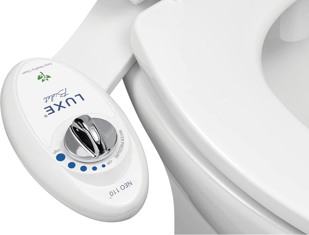 LUXE Bidet NEO 110 - Single Nozzle, Non-Electric Bidet Attachment for Toilet Seat, Adjustable Water Pressure, Rear Wash (White)