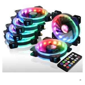 DS 6Pack 120MM RGB PC Cooling Fans, LED Case Fans with Remote Control for Computer, PC Case CPU Coolers, Radiators System (8th GEN Hub Box, A Series)