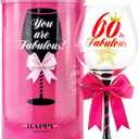 60 and Fabulous Birthday Wine Glass for Women | Fun Gift for Woman Turning Sixty Years Old | Best Friend, Sister, Grandma, Cousin, Co-Worker | Big 23 oz, 8.8 Inch Tall Wine Glass