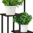 AZERPIAN Plant Stand 4 Tier Indoor Metal Flower Shelf for Multiple Plants Corner Tall Flower Holders for Patio Garden Living Room Balcony Bedroom, Black oak