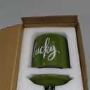 Nefelibata Irish/St. Patrick's Day Green Ceramic Canister Jar - St. Patrick's Day Decor - Lucky Shamrock Canister - Buffalo Plaid Bowknot - Candy Holder - Table Centerpiece - 4.9" H x 3.7" W