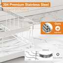 Stainless Steel Dish Drying Rack  304 Grade Dish Racks for Kitchen Counter with Utensil Holder & Adjustable Spout, Space-Saving Organizer, 16.5" x 11.8" x 5.3" White
