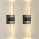 Set of 2 Black LED Wall Sconce Lights Warm Light Modern Crystal Wall Lights Vanity Lighting Fixtures Sconces for Bathroom Living Room Bedroom Dining Room Hallway