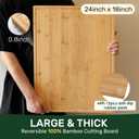Kikcoin 24x18 Bamboo Cutting Boards for Kitchen, Wooden Healthy Cutting Boards for Charcuterie, Vegetables, Cheese, Bread, Extra Large Chopping Boards with Deep Juice Groove and Handle, Natural