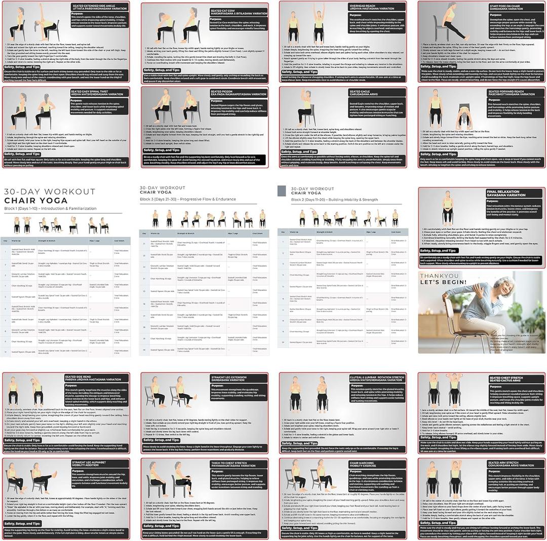 Senior Exercise 30-Day Chair Yoga Workout Program for Seniors, Gentle Stretching and Strength Workout Guide with Daily Routines