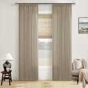Greige 80 Inches Long Linen Curtains for Living Room Pinch Pleat Hooks for Living Room Back Tab Thick Linen Textured Pleated Drapes Light Filtering Tan Taupe Bedroom Window Curtains 80 Inch Length (Grey Beige)
