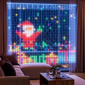 Smart Curtain Lights, 900 LEDs App Controlled DIY Fairy Lights Pattern and Text Programmable, Music Sync with Remote, Waterproof, for Indoor Valentine's Day Christmas Decoration, RGB Color Changing