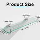 20 Inches Glass Shelves for Bathroom, Brushed Nickel Floating Glass Shelf Stainless Steel Tempered Glass Bathroom Shelves for Wall Mount Modern