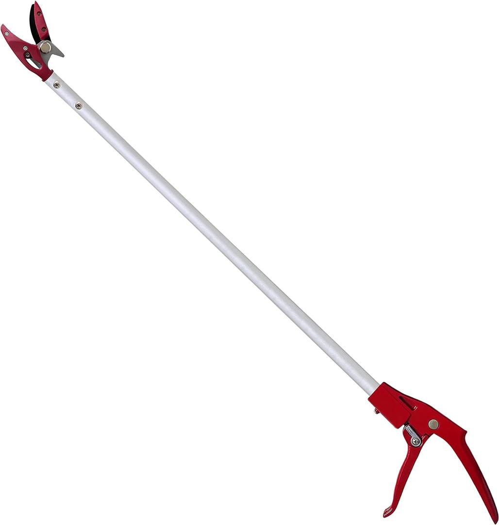 Tree Trimmer, 2 Foot Pole Pruner, Long Reach Pruning Shears, Cut and Hold Garden Clippers, Aluminum Lightweight Handle Fruit Picker, Branch Bypass Loppers