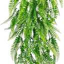 4 x Palonu Artificial Hanging Plants, Fake Potted Greenery Plant Faux Persian Rattan in White Pot Wall Room Home Indoor Outdoor Shelf Decor