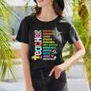 Women Preschool Teacher Shirt Preschool Crew Tshirt Rainbow Leopard Graphic Short Sleeve Tee Tops (Small)